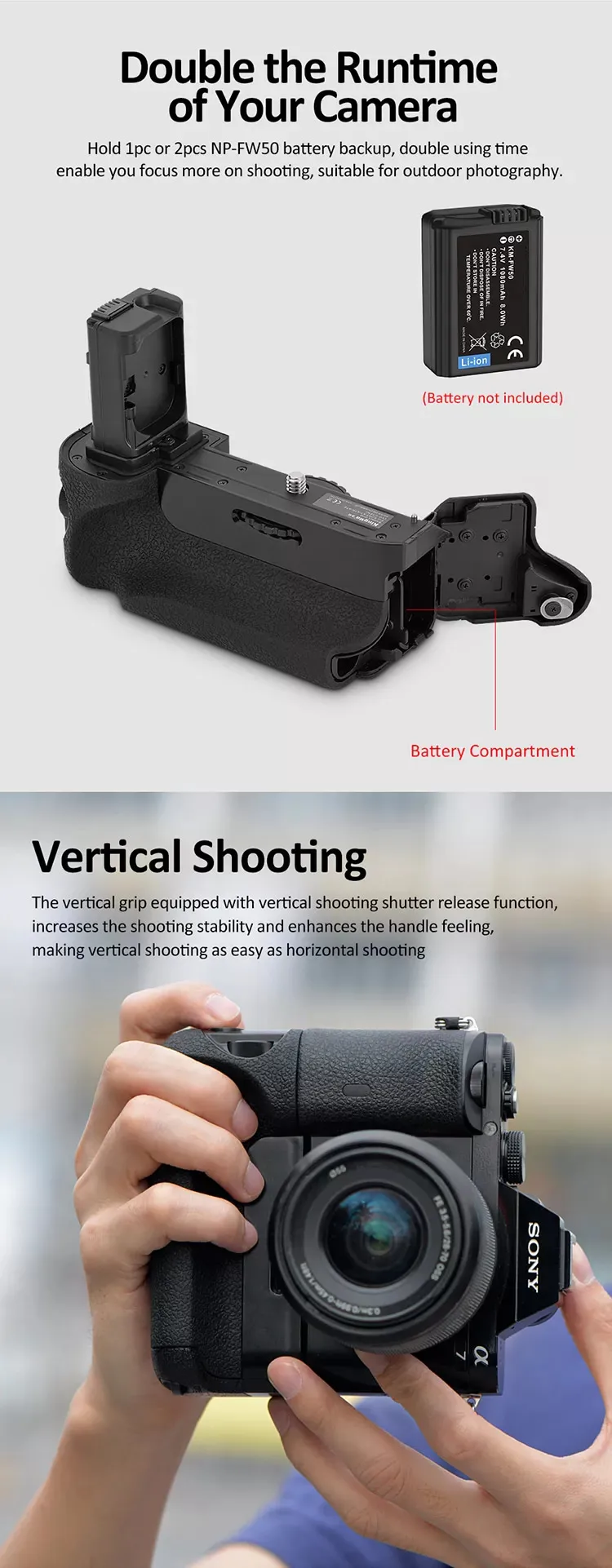 Description Picture 4 of itemA7 Battery Grip VG-C1EM Vertical Grip for Iconic Brand A7 Alpha 7 ILCE-7 Vertical Battery Grip
