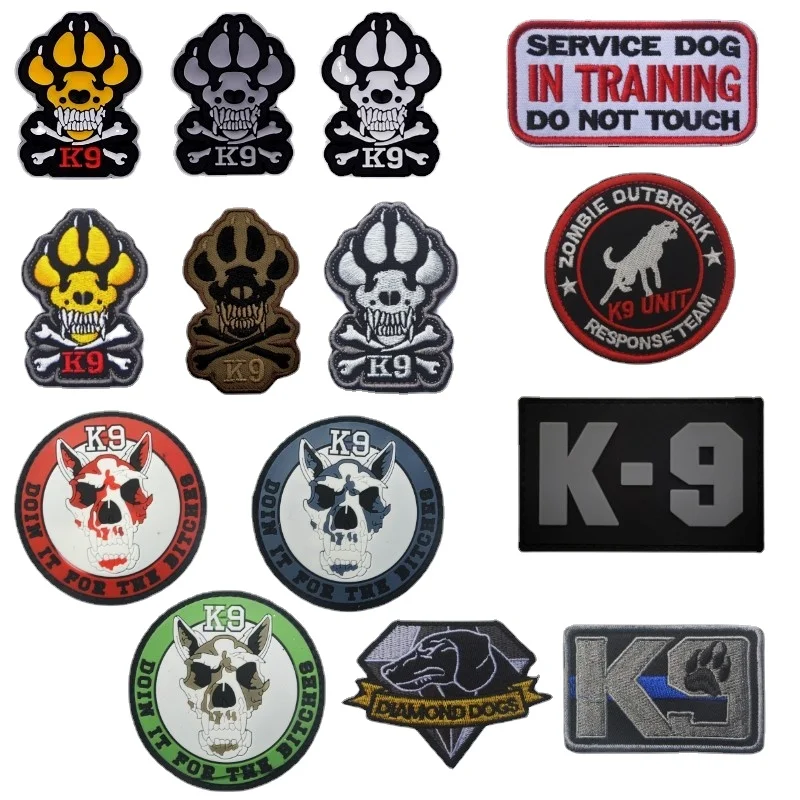 K9 Service Dog Rescue Dog Paw Embroidery Hook&Loop Patches Military  Tactical Patches Luminous Emblem Embroidered Badges - AliExpress