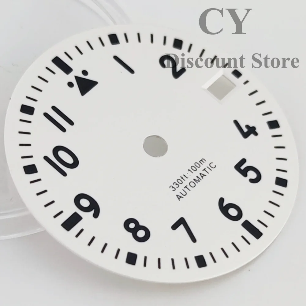 NH35 Watch Dial watch face accessories watch dial accessories 29mm Green Black Blue White Watch Dial Luminous fit NH35 Movement fit 3 o'clock crown 3.8 o'clock crown
