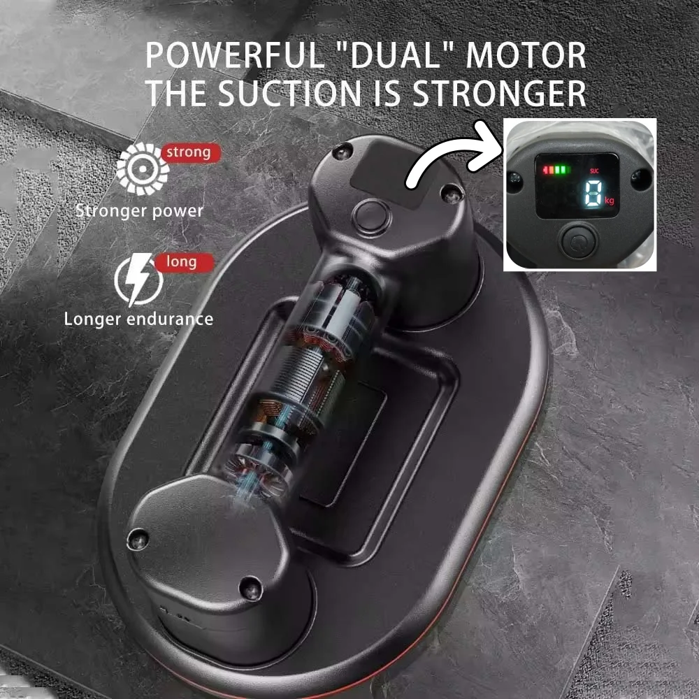 Smart Display Large Electric Vacuum Suction Cup 300KG Load Heavy-Duty Glass Tile Lifter 4000mAh Vacuum Suckers Lifting Tool