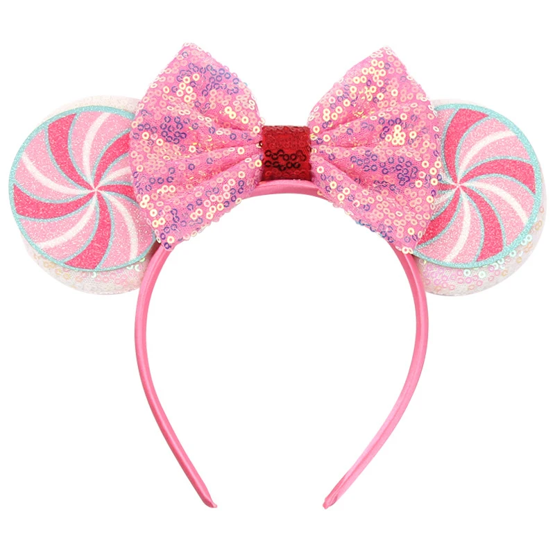 Christmas Mickey Headband Sequin Bow Ear Hair Accessories Snowman Christmas Party Dress Up Headdress