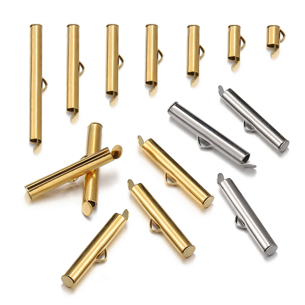 20pcs 640mm Stainless Steel Slide On Clasp Tubes Slider End Caps Crimp Tube for Seed Beads