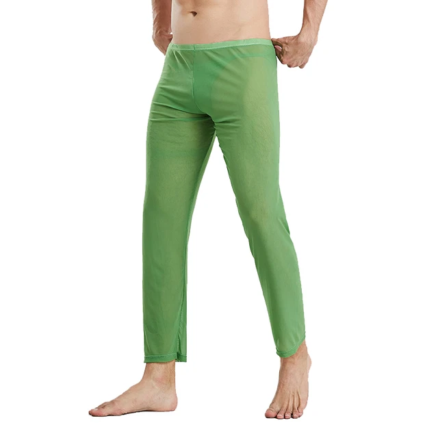 Men's Mesh Underwear Long Casual Pants Loungewear and Nightwear
