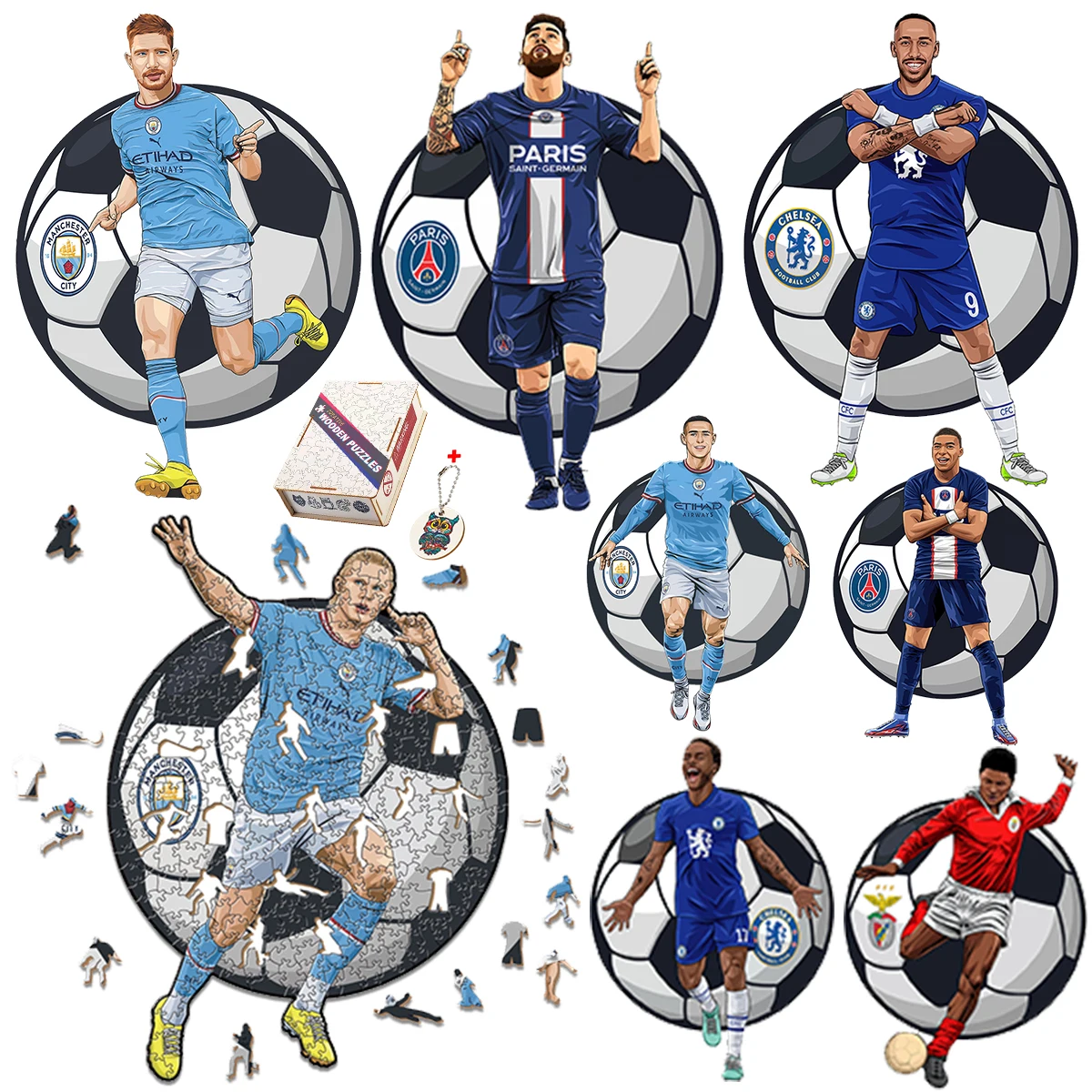 Jigsaw Puzzles Wooden Jigsaw Puzzles Wooden Puzzle Toys Educational Puzzles Mini Jigsaw Puzzle 3D Jigsaw Puzzle Educational Toy Adult And Children Holiday Gift Wooden Football Star Series Irregular Puzzle