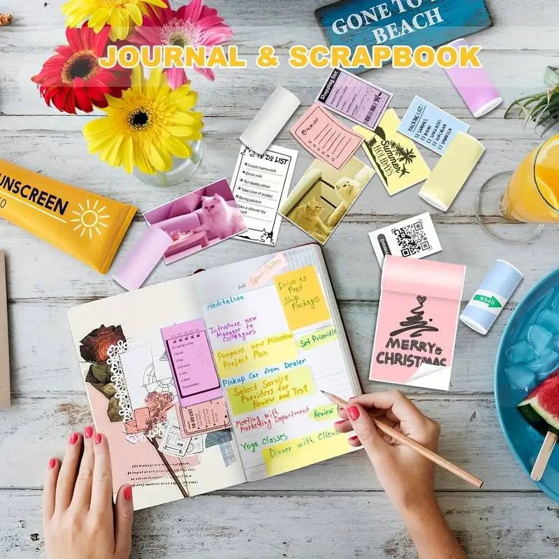 Description Picture 6 of item10 rolls Portable Pocket Printer 57mm Color Adhesive Thermal Printing Paper Set - Print Anywhere Anytime Study Notes Work Photos