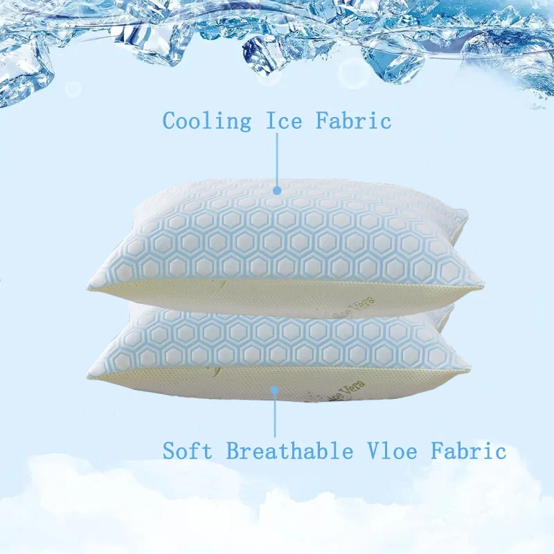 WQSPRING Aloe Pillow, Set Of 2 Cooling Zippered Breathable Bed Pillow For Sleeping, Reversible, Adjustable Cube Pillow For Hot S 3