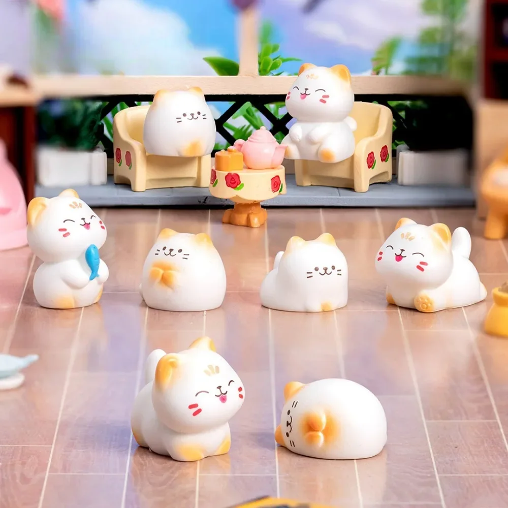 8pcs Mini Cats Ornament Fairy Garden Kitten Statue Gift Kids Children Baby Room Decoration Toys Miniature Figurines Home Decor 3