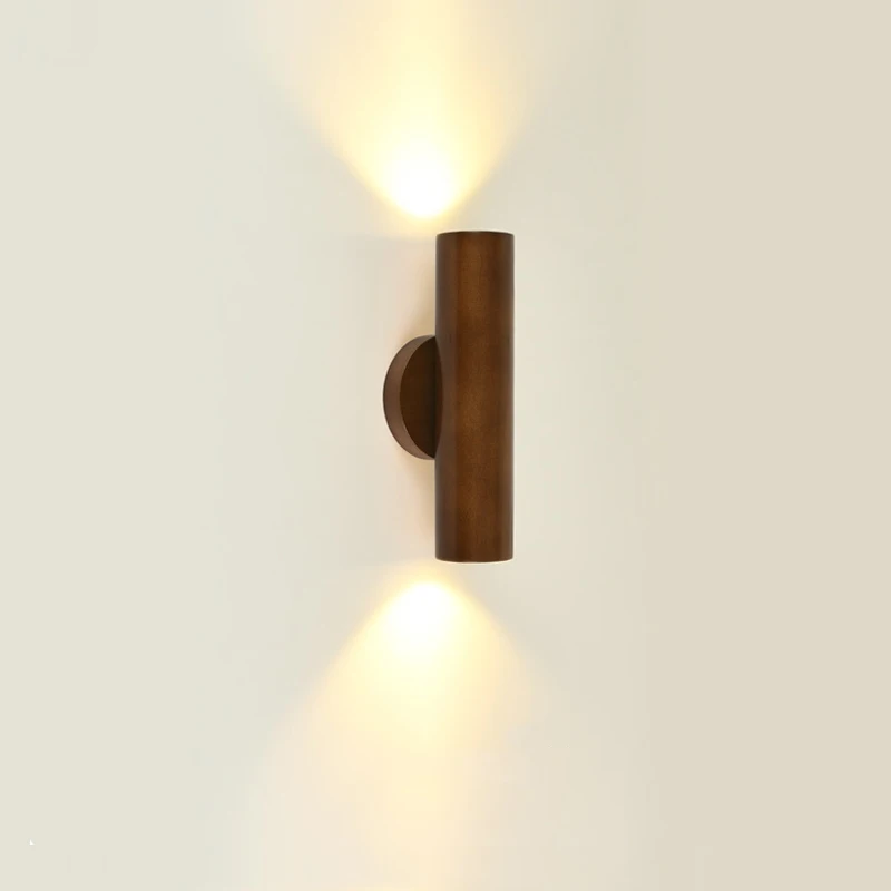 

Simple Modern Nordic Led Log Bedside Lamp Warm Japanese Solid Wood Lamp Bedroom Study Stair Wall Lamp Background Led Wall Light