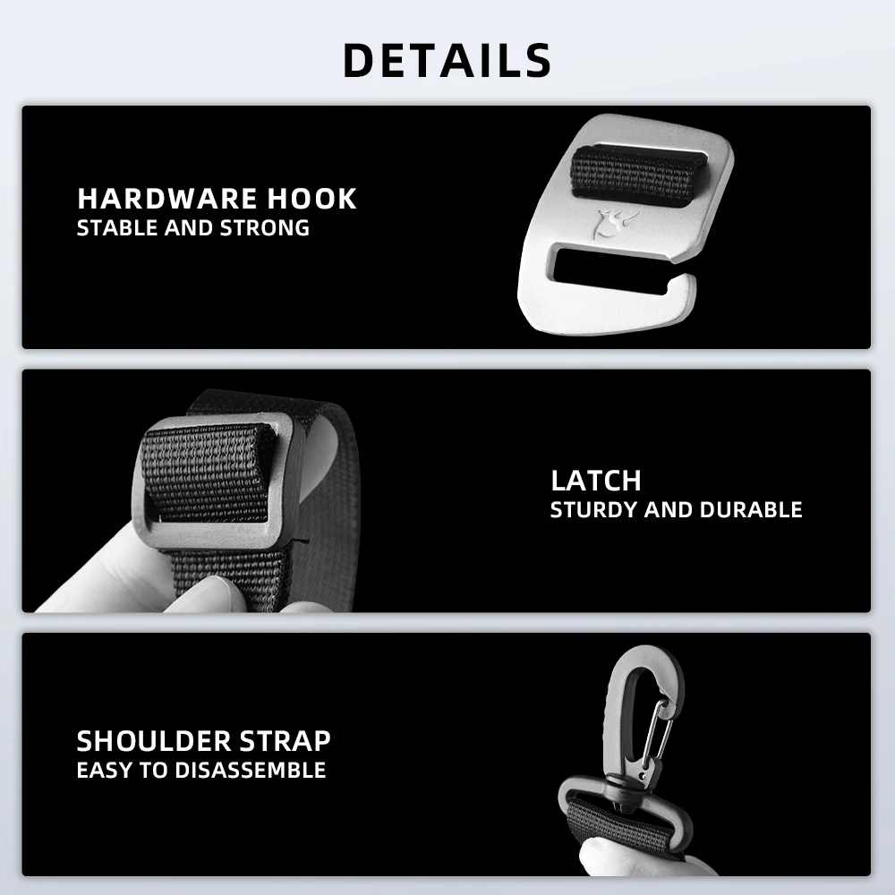 Rhinowalk Motorcycle Bag Strap Set with Hardware Hooks and Buckle