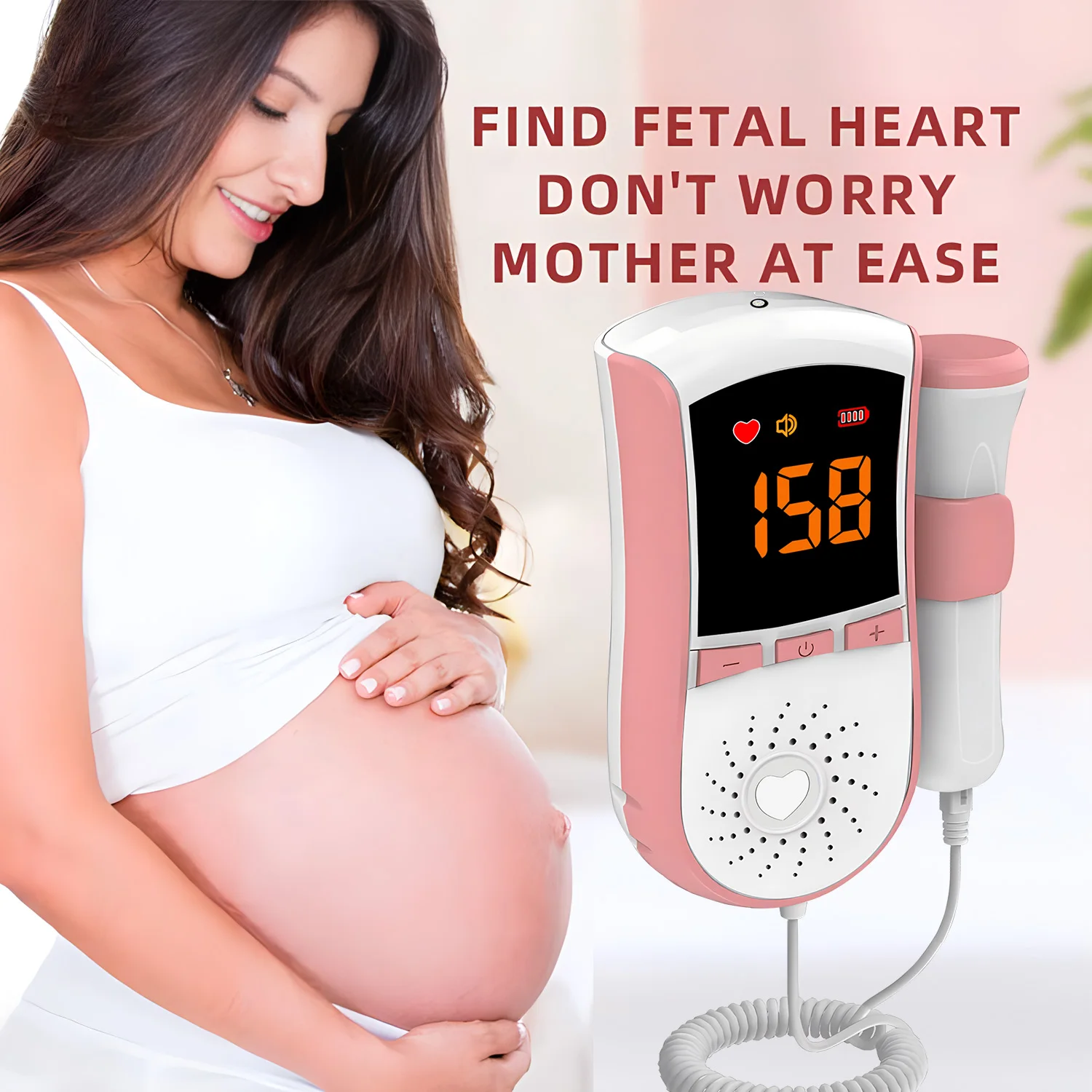 Household Doppler Fetal Portable Pregnant Baby Heart Rate Monitor 3.0MHz Pregnancy Baby Meter Ultrasound Detector