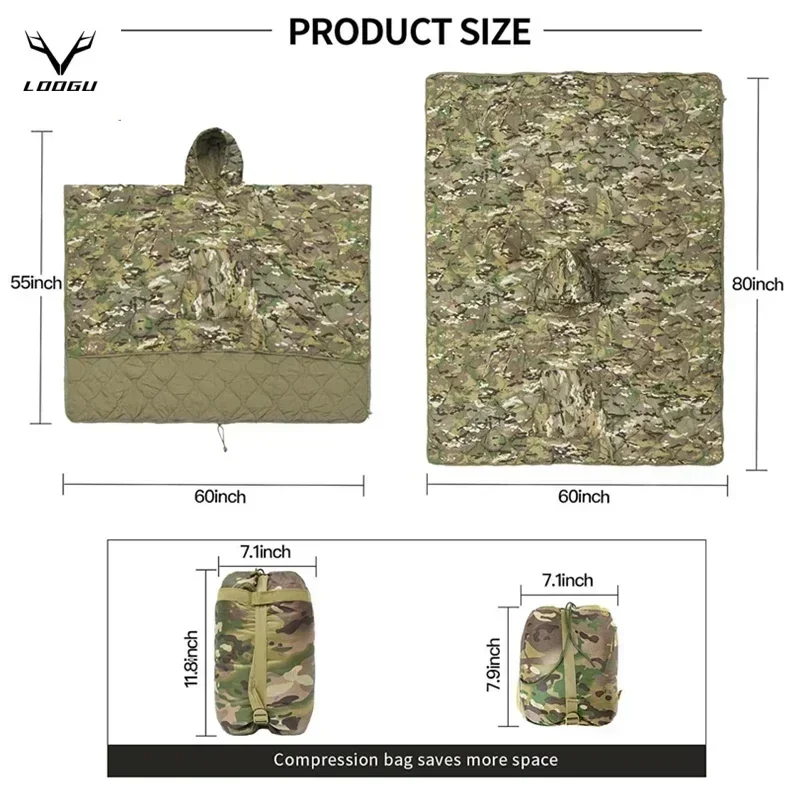 LOOGU Military Camouflage Sleeping Bag &ndash; Waterproof Winter Warmth for Camping, Hiking & Emergency Survival (Portable All-Season)