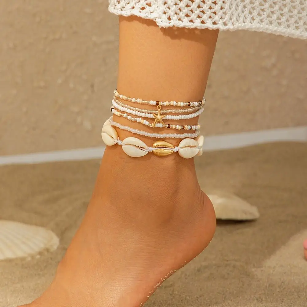 

Body Jewelry Body Chain Jewelry Starfish Shell Ankle Chain Elastic Belt Ethnic Style Rice Bead Waist Chain Dress Accessories