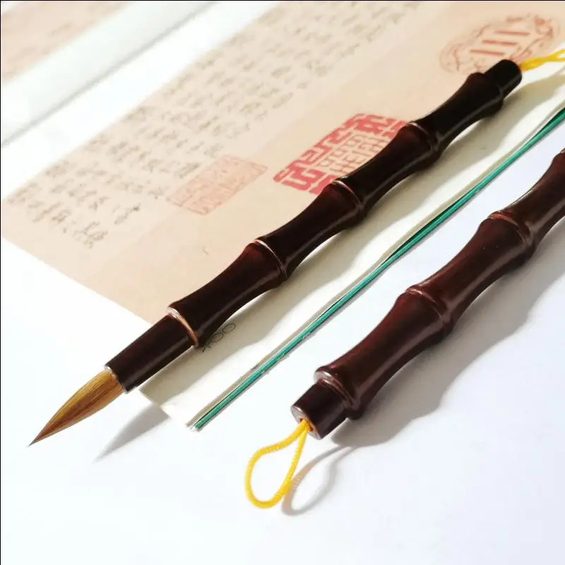 Paint Brush Calligraphy Brush 1Pc Wooden Handle Weasel Hair Chinese Brush China Calligraphy Painting Festival Couplets Small Regular Script Writing Supplies