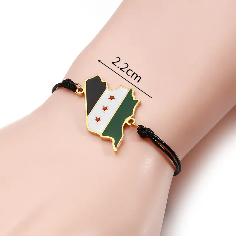 Syria Map Flag Charms Bracelet Rope Chain Jewelry bangle bracelet chain bracelet