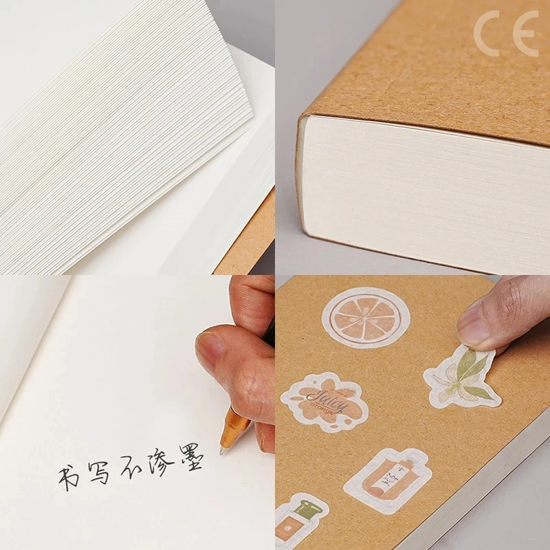 DIY Cover Kraft Paper Notebook A5/B5 Size 100/200 Sheets Blank Journal Draft Book for Students Teachers School Office - 6