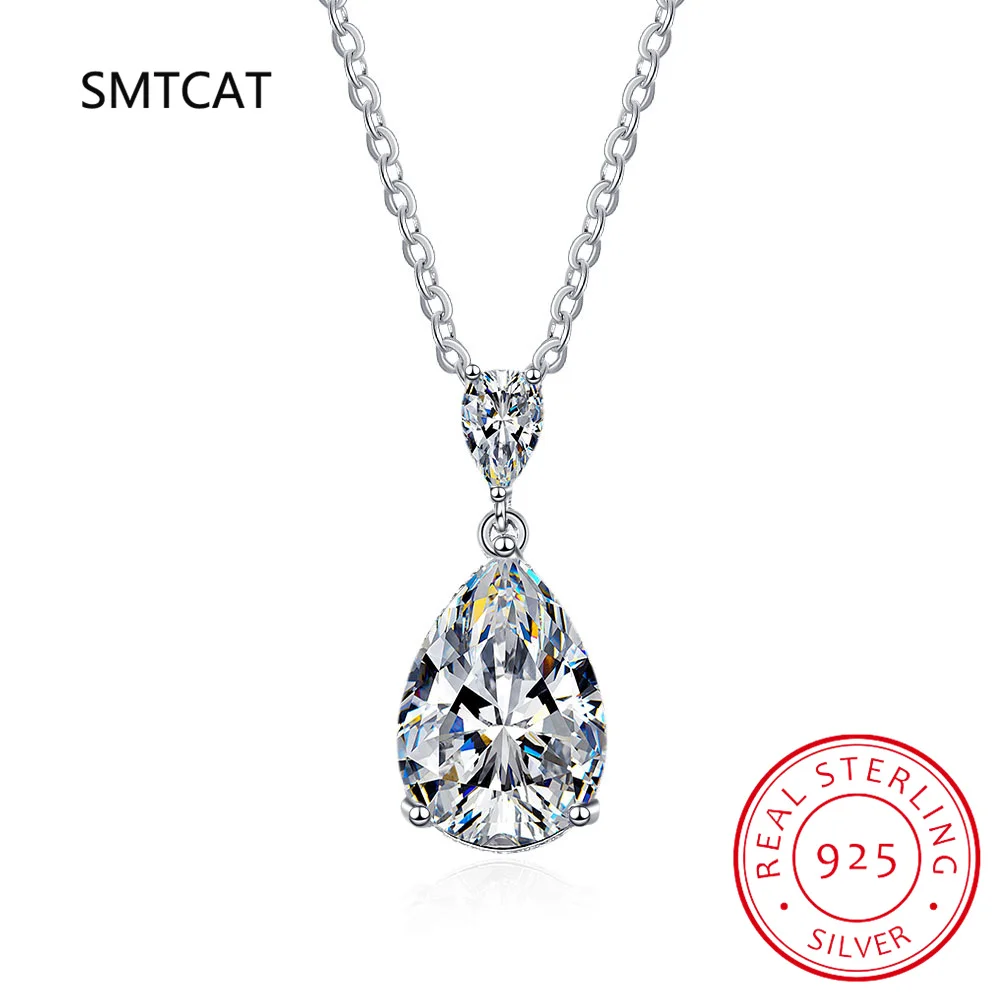 Moissanite Necklace 14K White Gold 2 Carat Pear Teardrop Cut D Color Moissanite Diamond Necklace Fine Jewelry