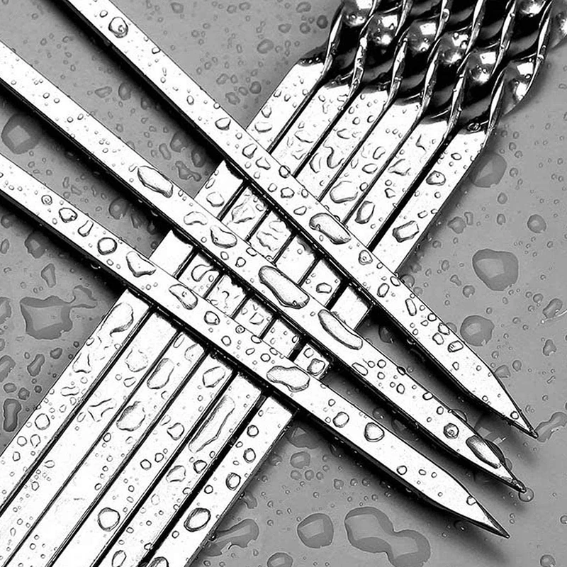 Barbecue Skewers 50Pcs Tainless Steel Drill 35Cm Needle Home Kitchen Outdoor Camping Grill Widened Lamb Leg Sign