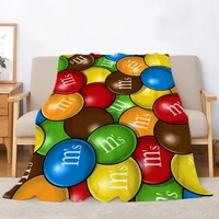 M&M's Funny Blanket for Sofas Luxury Bedding Beach Towel Bed Blankets Characters Fluffy Plaid Home Interior Throw Knee Soft Nap 1