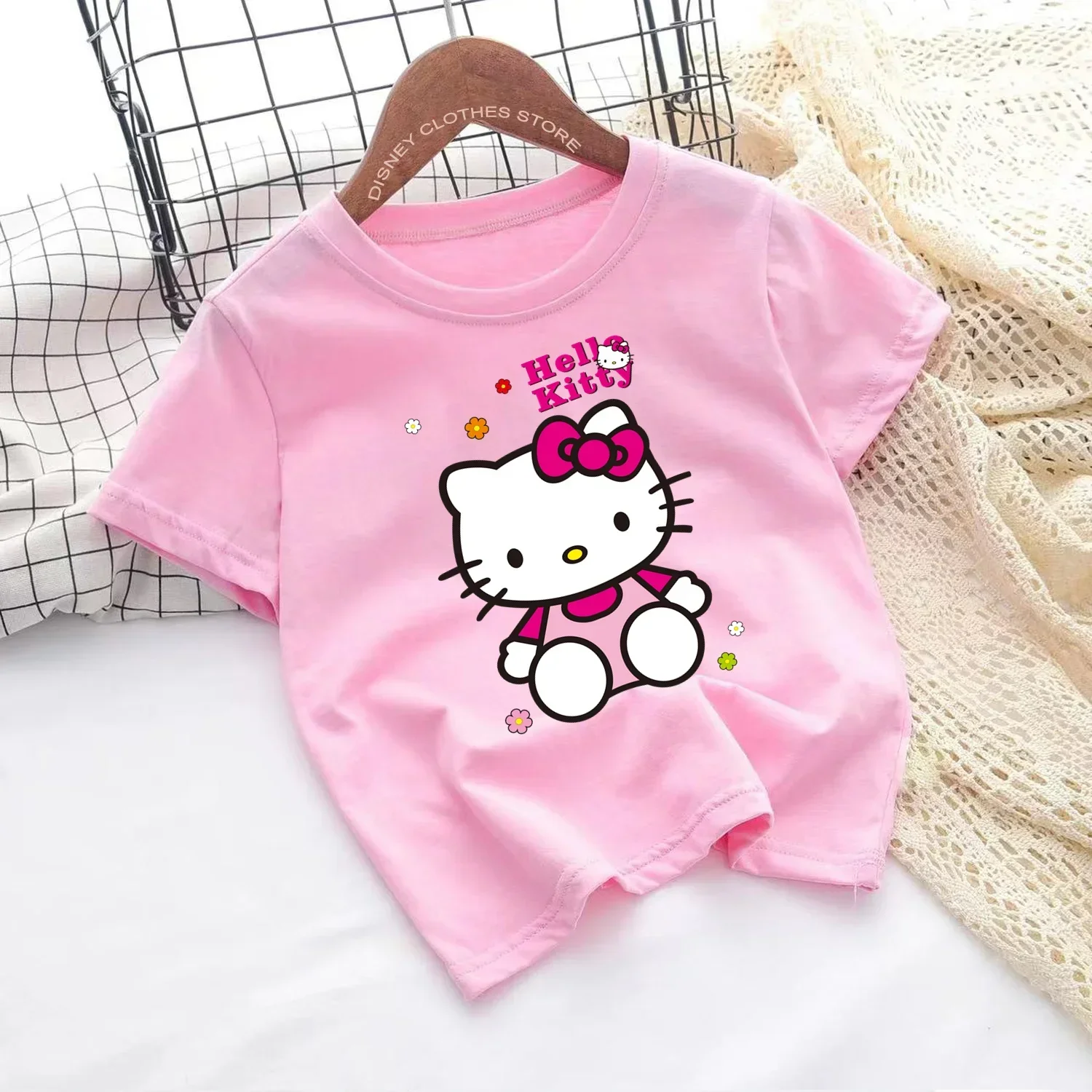 Hello Kitty Melody Children's T-shirt Kawaii T Shirt Sanrio Anime Cartoon Children Casual Clothes Y2k Tee Shirt Kid Girl Boy Top 5