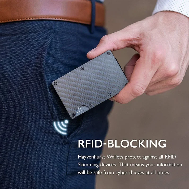 Credit Card Protect Clip Men Carbon Fiber Credit Card Holder Wallet New Minimalist Blocking Slim Metal Cardholder Portable