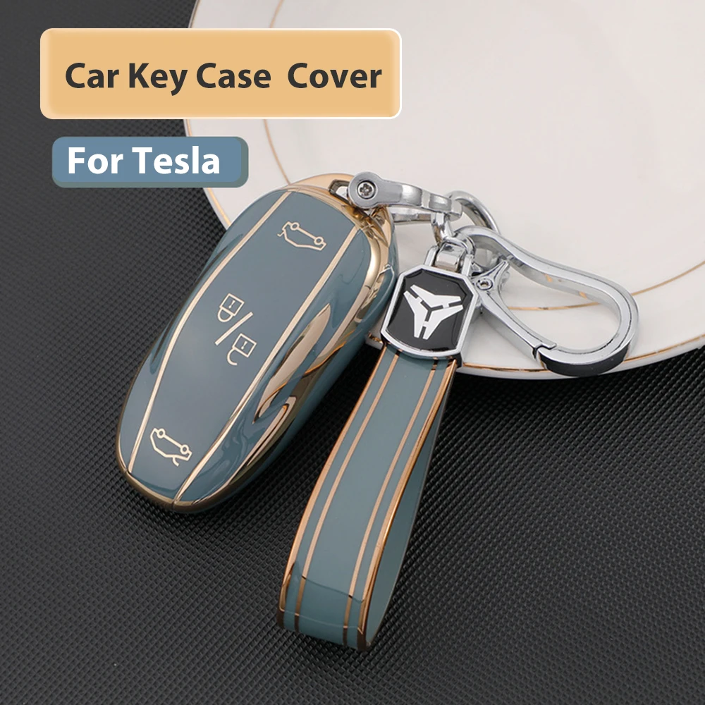 2022 New For Tesla Model 3 Y Car Key Case Cover Soft TPU Full Protection Bag Shell Holder Fob Keychain