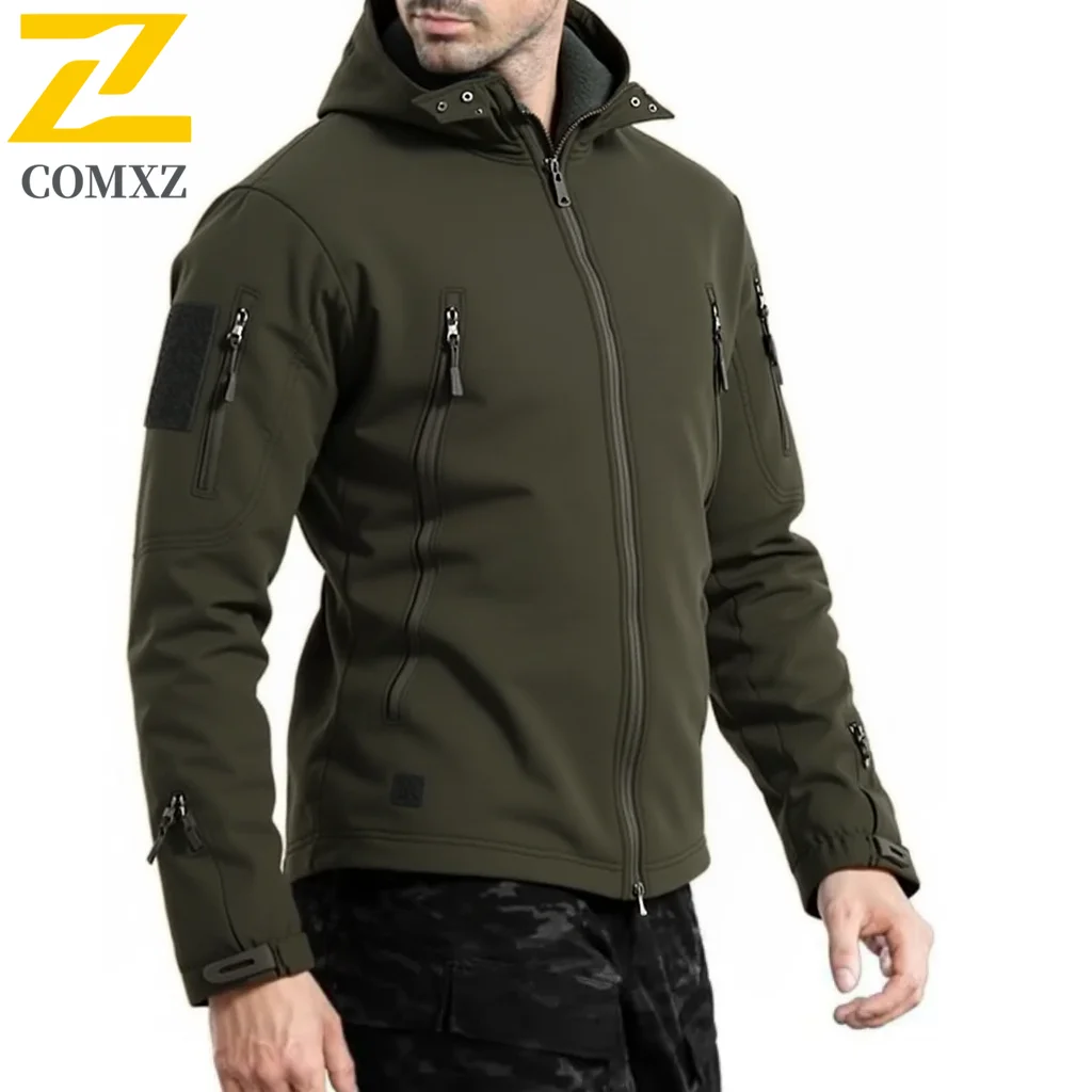 EiAO Men Tactical Softshell Jacket Waterproof Outdoor Hunting Coat Military Combat Windbreaker Warm Sports Jacket​ Windbreaker