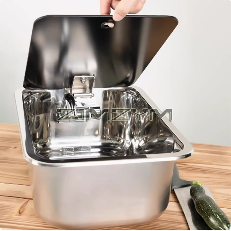 RV Sink RV Sink With Faucet for Caravan Round & Square Stainless Steel Hand Wash Basin Sink with Tempered Glass Lid Camper Accessories