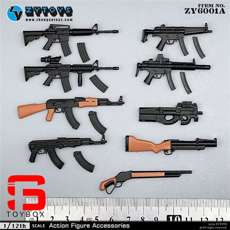 Zytoys-兵士の銃の武器モデル、ミニシーンアクセサリー、6