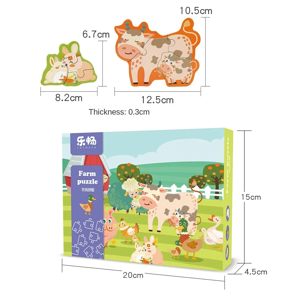 Large Size Jigsaw Puzzle Dinosaur Fruit Vehicle Children Learning Educational Toys Puzzles for Kids Montessori Games 6