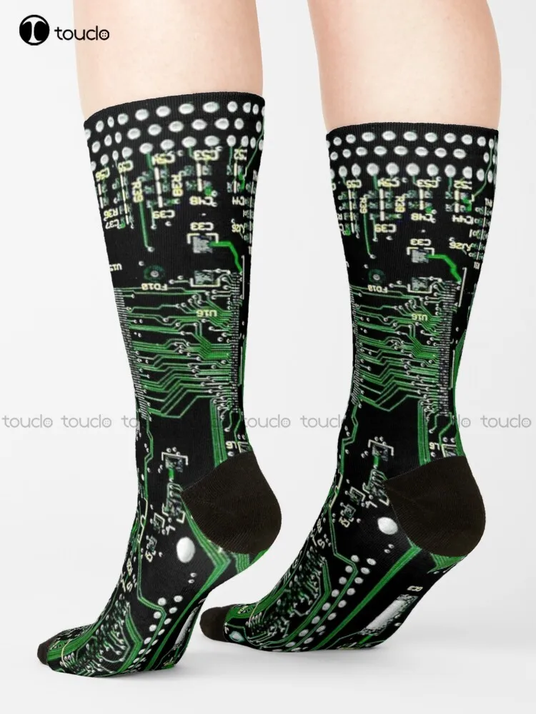 

Circuit Board Green Circuit Board Computer Technology Socks White High Socks Personalized Custom Unisex Adult Teen Youth Socks