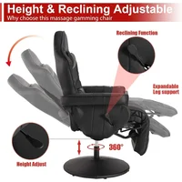 Massage Gaming Recliner Chair, Ergonomic Backrest & Seat Height Adjustment Swivel Recliner, PU Leather High Back Computer Chair 2