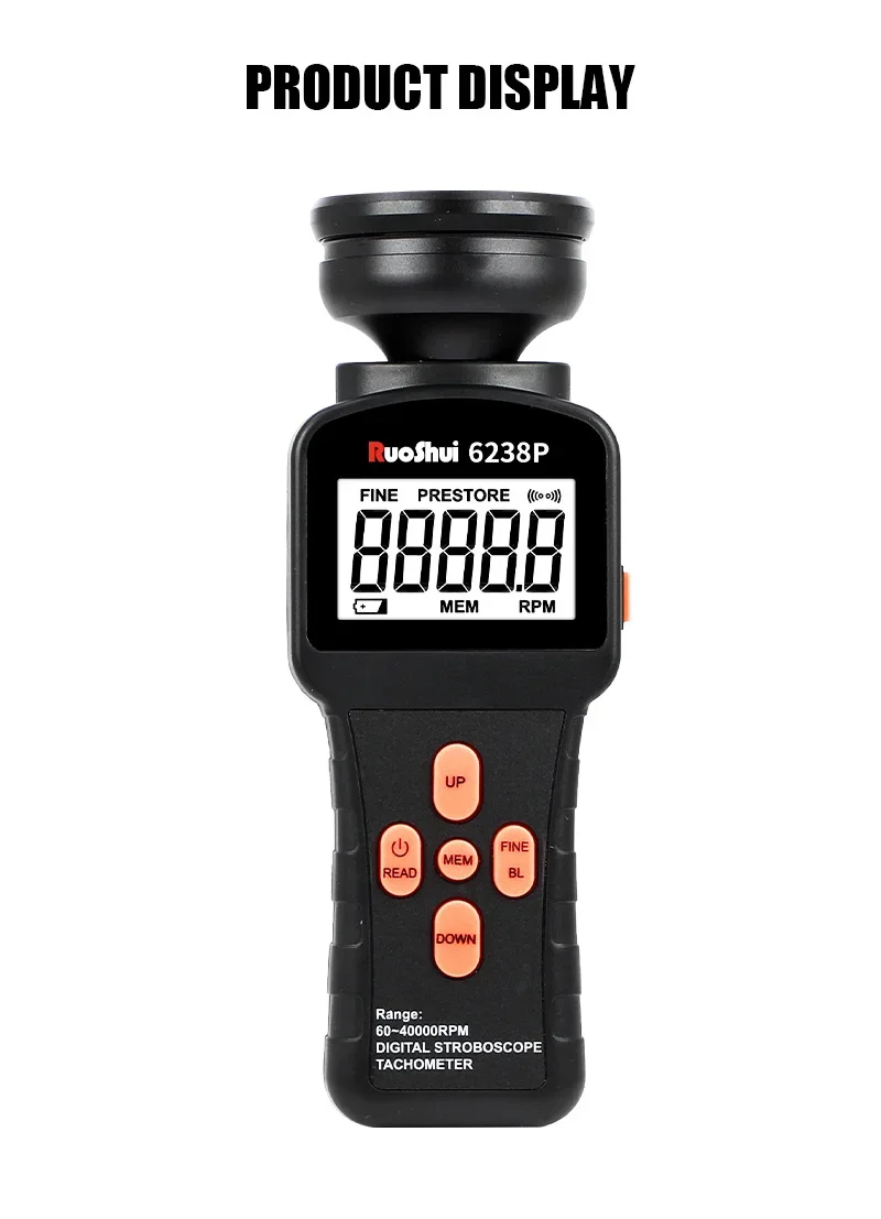 6238P Digital Stroboscope Tachometer LCD Non-Contact Flash Photoelectric Revolut