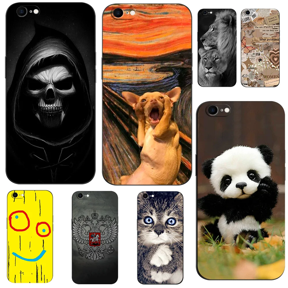 Per Iphone 5 S 5 S Se 2016 4.0 "Custodia Per Telefono Su Apple Iphone 6 S 6 S Plus Funda Bumper Custodia In Tpu Nero Car Flower Cat Funny