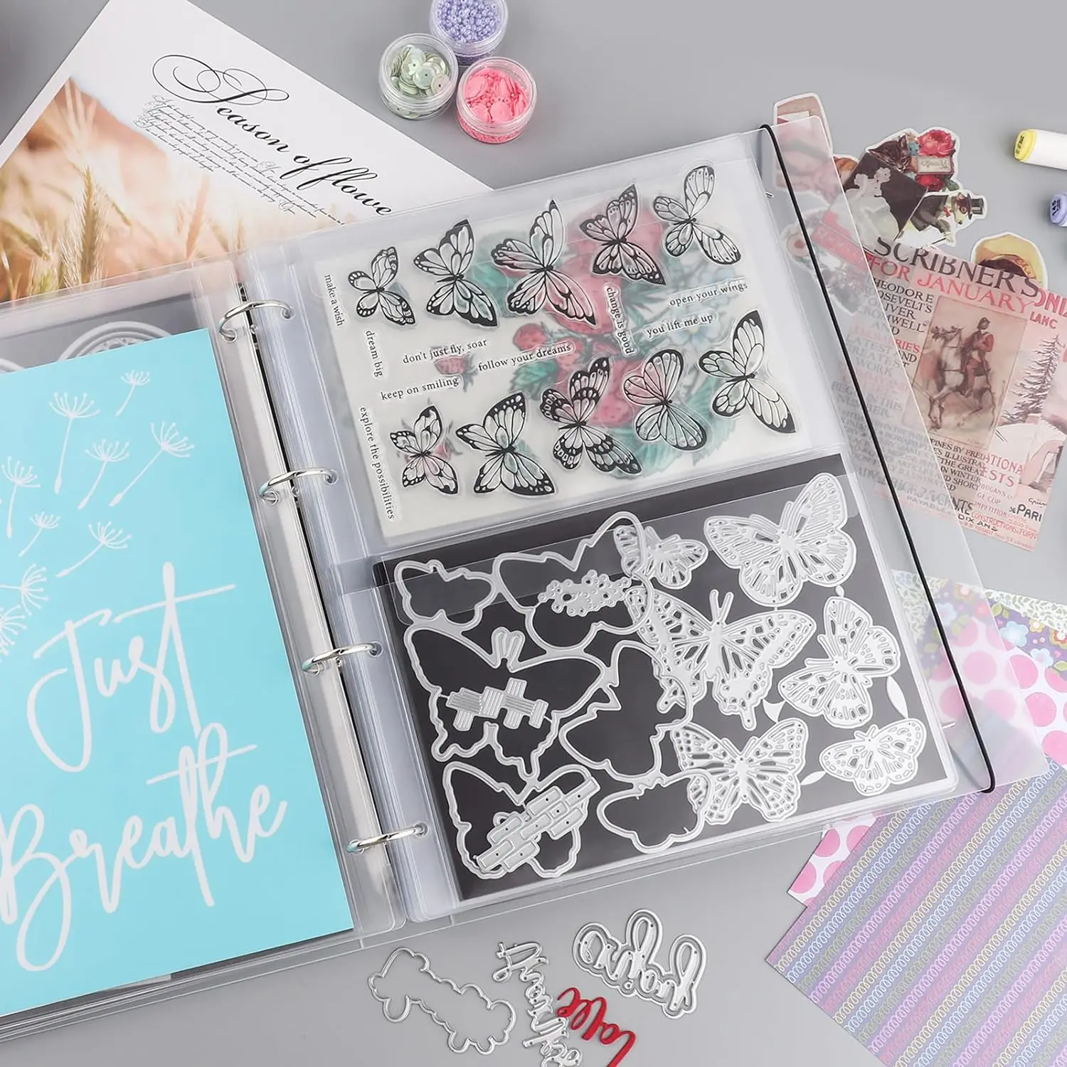 Craft Storage Binder A4 Size Die And Stamp Storage Folder Inserts With One/Two/Three/Four Pockets Bags for Scrapbooking
