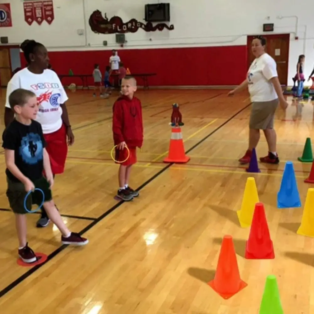 Plastic Rings Rainbow Ice Cream Toss Game Cone Target Throwing Speed Interactive Toy Rainbow Tower Carnival Game Sensory Play