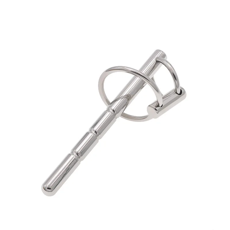 New Male Chastity Urethra 2 Cock Ring Penis Plug Stretches Stainless Steel Sounding Adult 18 Sex Toys for Men Gay Urethral Sound