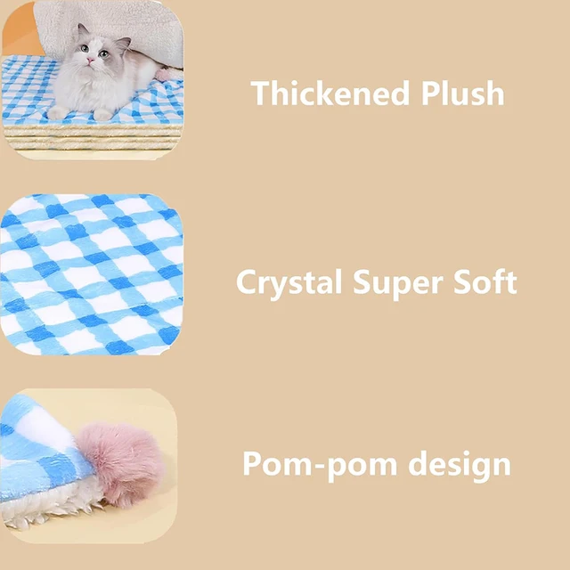 Soft Cat Blanket Warm Fluffy Plush Pet Sleeping Bed Mat for Cats Dogs Washable Thicken Plaid Lamb Down Cat Mat Pet Supplies 6