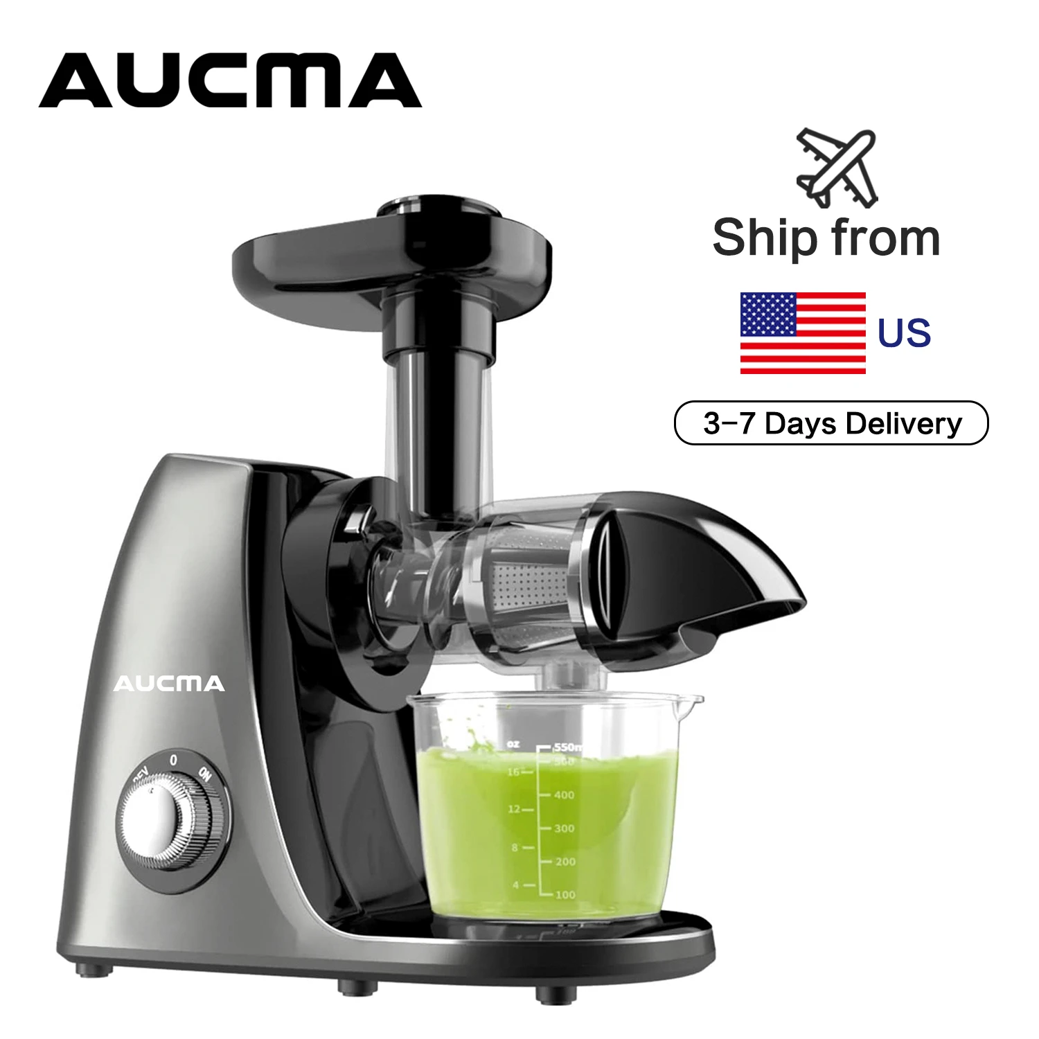 AucmaMasticating Juicer BPA free Quiet Motor Reversing Function Slow