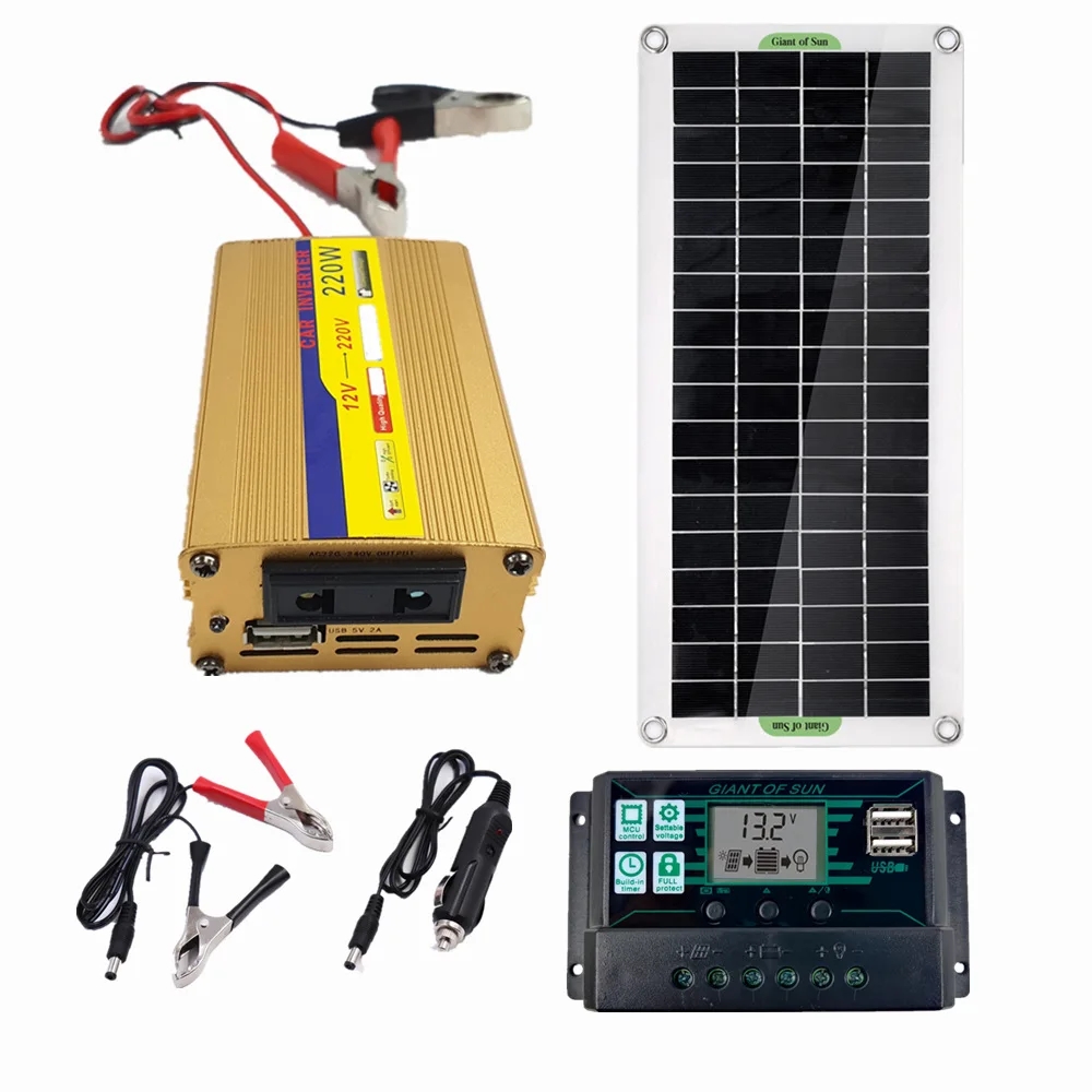 Kit completo de Panel Solar con controlador y 6000W Inverter casa sistema  de red