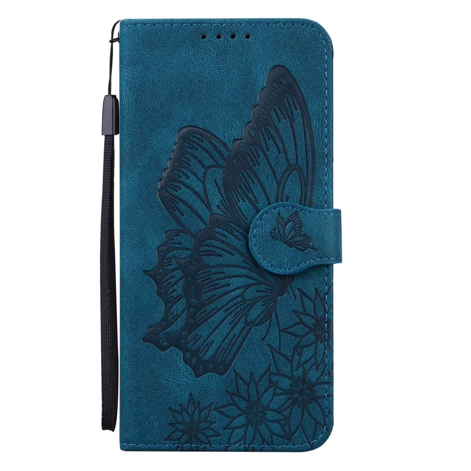 Cat & Butterfly Leather Wallet Flip Phone Case - Elegant and Functional Back Cover
