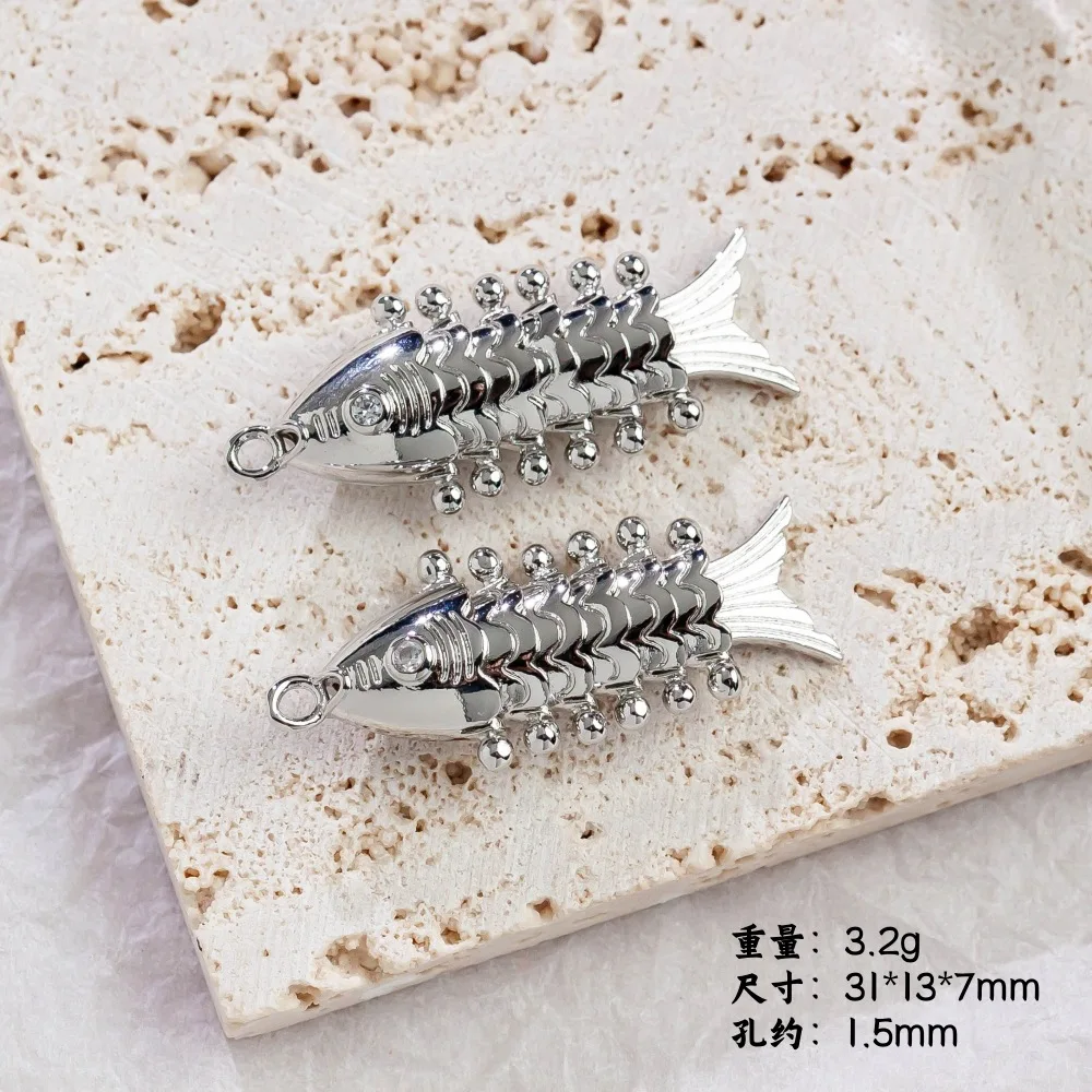 Copper Plated Gold Fish Pendant for DIY Handmade Jewelry with Electroplated Color Retention