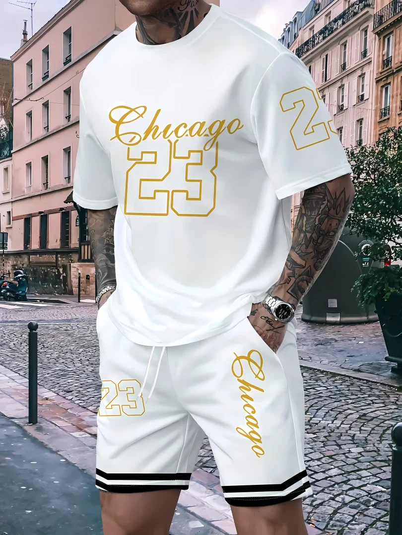 Men’s breathable quick‑dry summer sports T‑shirt and shorts set 02