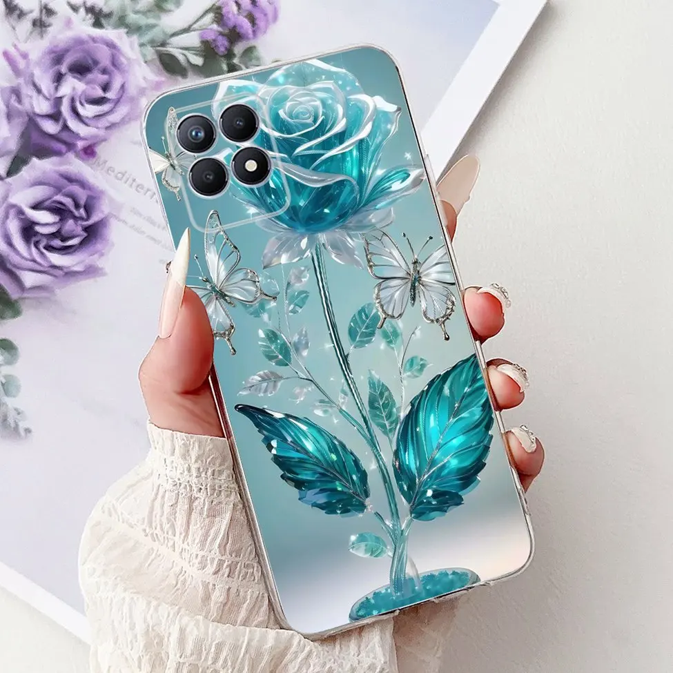 Luxury Butterfly and Love Flowers Clear Phone Case - Cool Painted Design