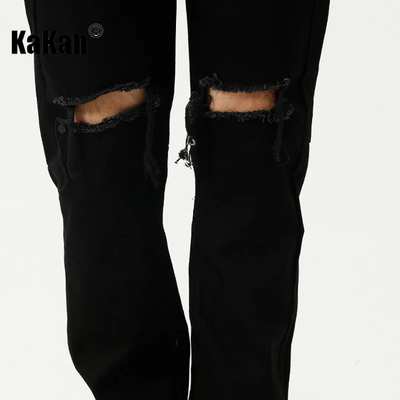 Kakan New Summer Korean Men's Jeans, Slim Fit Slim-fit Pants Pants Black Perforated Jeans K50-M7-D-921