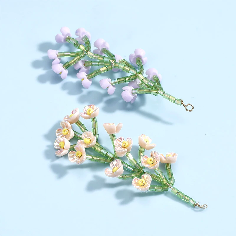 1 조각 모방 릴리 밸리 꽃 꽃다발 권선 손으로 짠 펜던트 DIY 쥬얼리 머리 장식 목걸이 액세서리