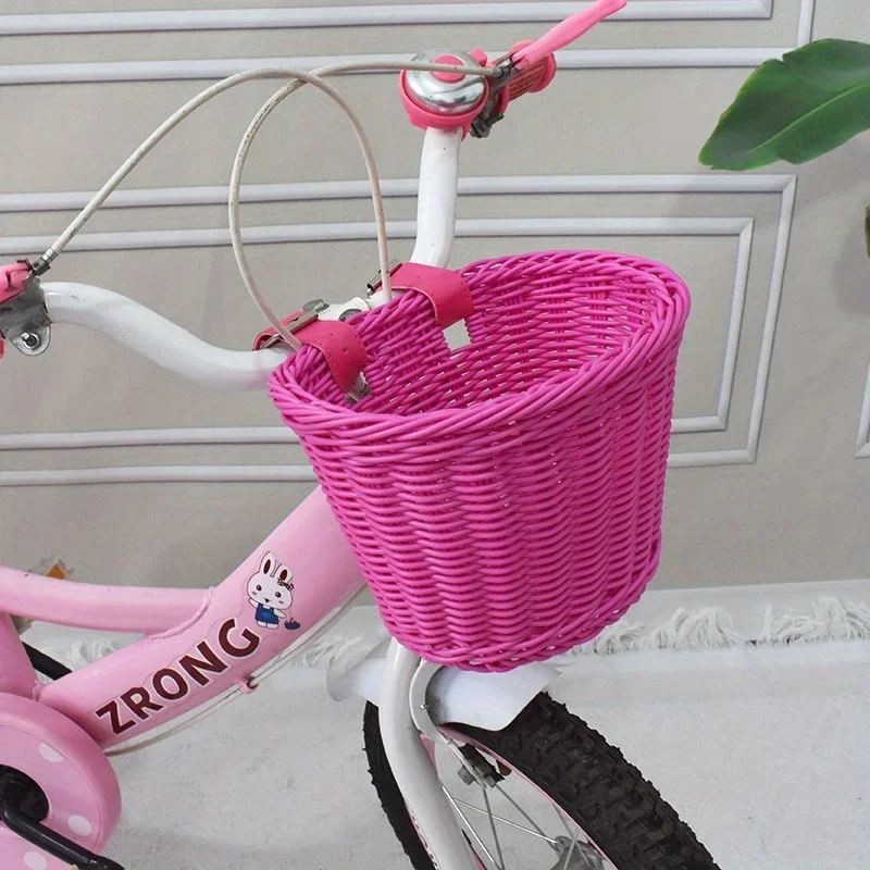 Imitation Rattan Plastic Bicycle Basket, Bicycle Miscellaneous Storage Basket, Bicycle Front Basket  Bicycle Accessories