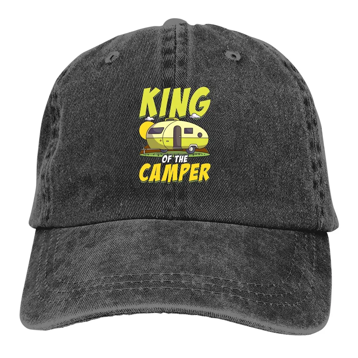 

Washed Men's Baseball Cap King Of The Camper Camping Trucker Snapback Caps Dad Hat Camper Camping Golf Hats