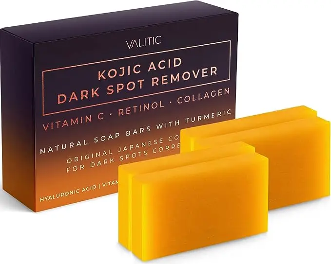 

Kojic Acid Dark Spot Remover Soap Bars with Vitamin C, Retinol, Collagen, Turmeric Original Japanese Complex Infused Hyaluronic