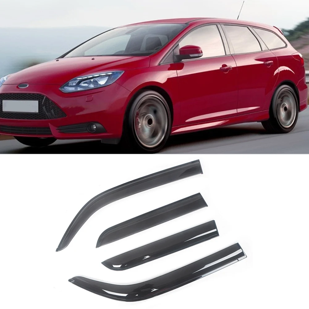 

For Ford Focus 2000-2016 Auto Side Window Wind Deflectors Visors Black Rain Guard Door Visor Vent Shades Dark Smoke Ventvisor