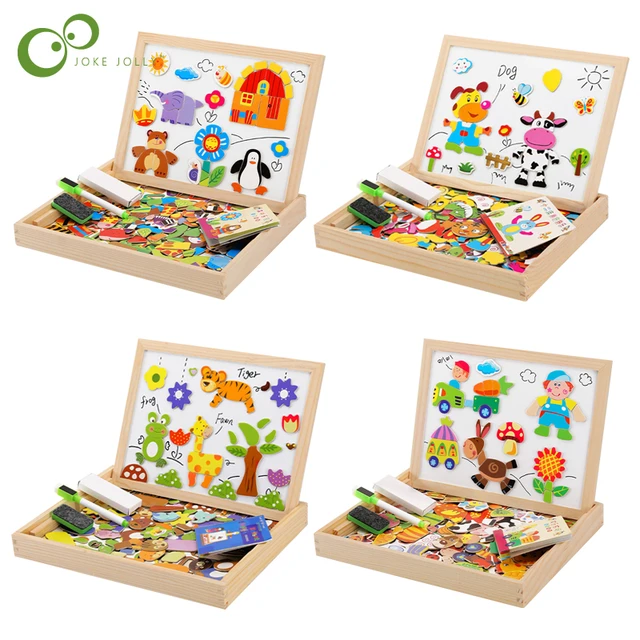 COOLJOY Giochi Montessori, 4-in-1 Gioco Magnetico in Legno